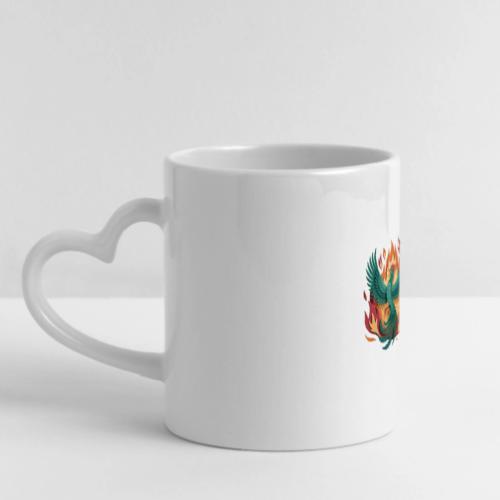 Phoenix Rising Mythical Fire Bird Fantasy Design - Mug with Heart Handle