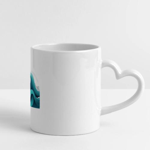 Dynamic Ocean Wave Illustration - Mug with Heart Handle