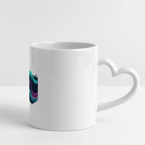 Abstract Wavy Ocean Pattern - Mug with Heart Handle