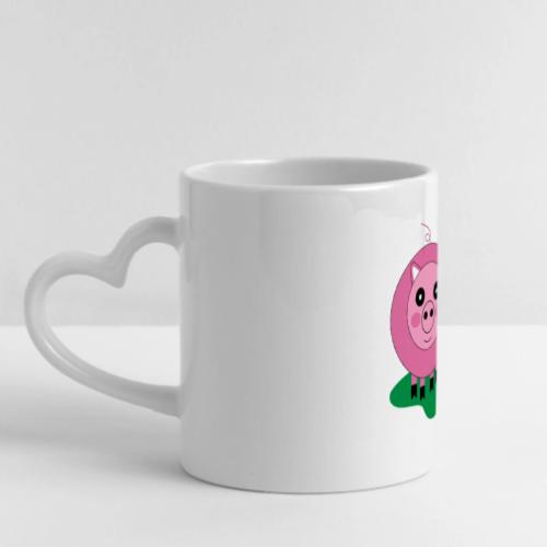Pink Piggy Coffee Mug - Handmade Animal Gift - Mug with Heart Handle