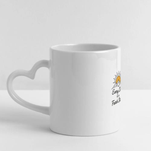 Inspirational Mountain Sunrise Motif - Mug with Heart Handle