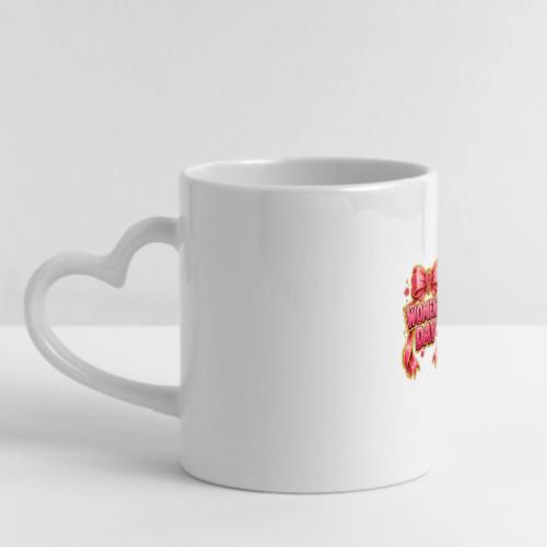 Cute Pink Bow Women’s Day Feminist Symbol - Mug with Heart Handle