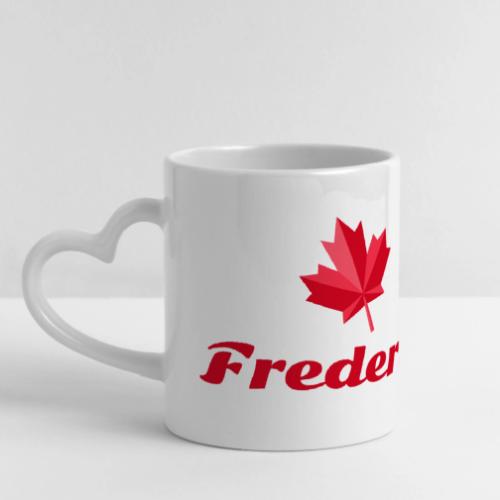 Fredericton with two red maple leaves - Mug with Heart Handle