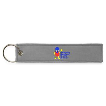 Dispensing Happiness One Pill at a Time - Jet Tag Keychain - gray - Front