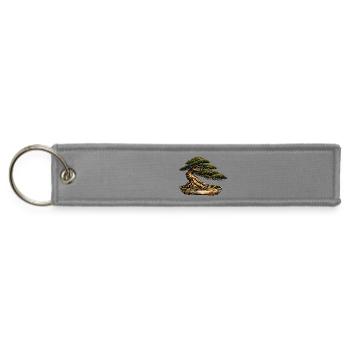 Japanese Pine Bonsai Tree Art - Jet Tag Keychain - gray - Front