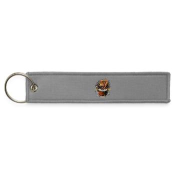 Flaming Tiger Drum – Fire Rhythm Power Illustratio - Jet Tag Keychain - gray - Front