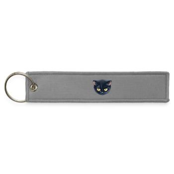 Midnight Cat Portrait - Jet Tag Keychain - gray - Front