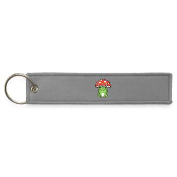 Cute Frog with Mushroom Hat - Jet Tag Keychain - gray - Front