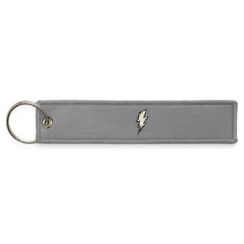 Vintage Lightning Bolt Distressed T-Shirt - Jet Tag Keychain - gray - Front
