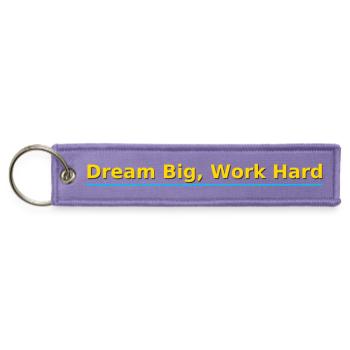 Inspirational Dream Big Work Hard Typography - Jet Tag Keychain - lavender - Front