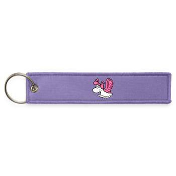 Snail girl female cute pretty bow tie woman happy - Jet Tag Keychain - lavender - Front