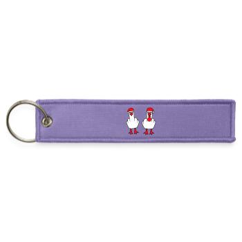 Seagulls Grumpy Santa Hats Middle Finger Gift Sack - Jet Tag Keychain - lavender - Front