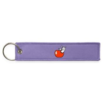 Caterpillar apple fruit peeks out of hole smiles - Jet Tag Keychain - lavender - Front