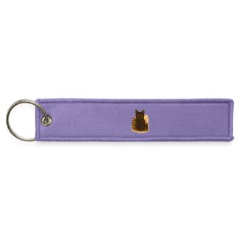 Vintage Cat with Books and Candle - Jet Tag Keychain - lavender - Front