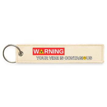 Contagious Vibe Warning Sign - Jet Tag Keychain - creme - Front