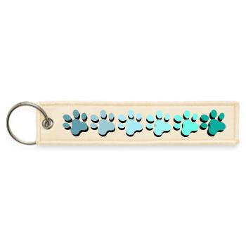 Colorful blue paw Print Design Dog or cat lovers - Jet Tag Keychain - creme - Front