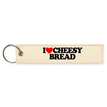 I Love Cheesy Bread Favorite Food Cheesy Bread - Jet Tag Keychain - creme - Front