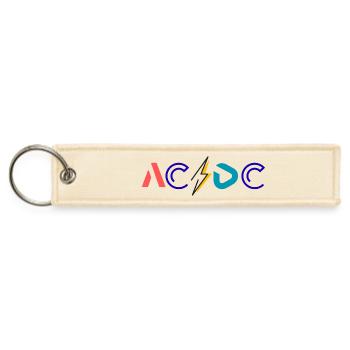 AC/DC Logo With Lightning Bolt on Men's Premium - Jet Tag Keychain - creme - Front