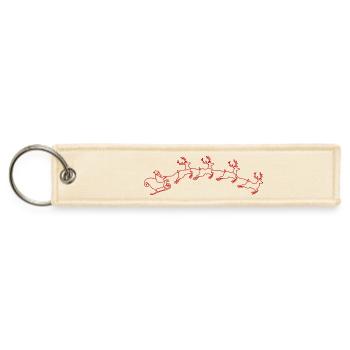 Minimalist Santa Sleigh & Reindeer Line Art – Clea - Jet Tag Keychain - creme - Front