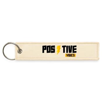 Positive Vibes Only – Motivational Lightning Bolt  - Jet Tag Keychain - creme - Front
