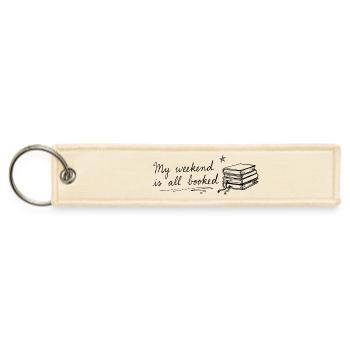 My Weekend Is All Booked Funny Bookworm Reader - Jet Tag Keychain - creme - Front