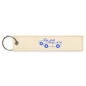 Rabbit Bird Chick 2 Driving Team Two Friends Cool - Jet Tag Keychain - creme - Front