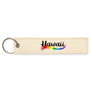 Hawaii Rainbow Gay Pride Aloha Proud Queer LGB - Jet Tag Keychain - creme - Front