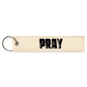 Pray For It Pray On It Christian Faith Typography  - Jet Tag Keychain - creme - Front