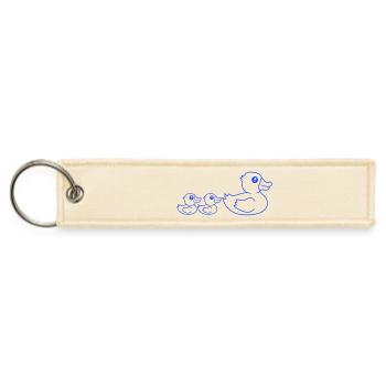 3 ducks family mom mother two children baby dad - Jet Tag Keychain - creme - Front