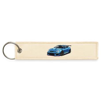 Blue Neon GT Car Illustration - Jet Tag Keychain - creme - Front