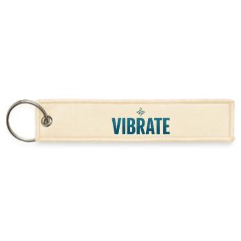 Vibrate Bold Teal Typeface - Jet Tag Keychain - creme - Front