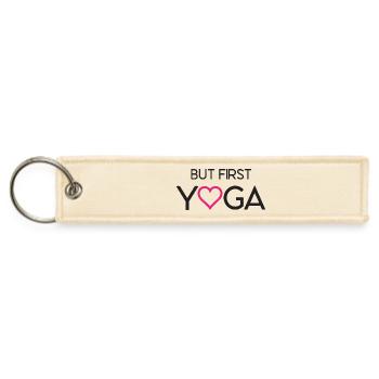 Ok, But First Yoga - Yoga Gift Idea - Jet Tag Keychain - creme - Front