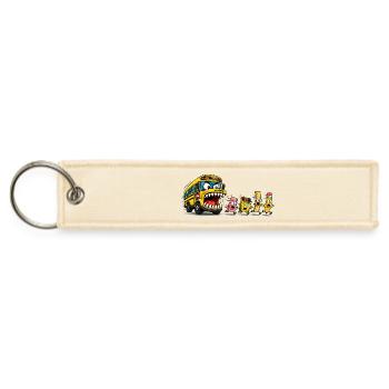 Funny Back To School Monster Bus Chasing School Su - Jet Tag Keychain - creme - Front