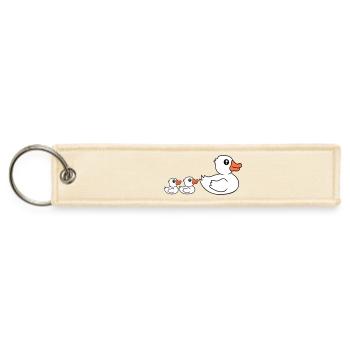 3 ducks family mom mother two children baby dad - Jet Tag Keychain - creme - Front