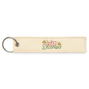 25 December Christmas Xmas Holiday Santa - Jet Tag Keychain - creme - Front