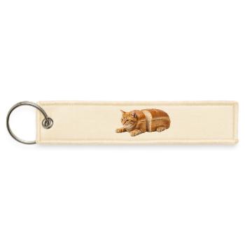 Loaf Cat: Breadloaf Feline Art - Jet Tag Keychain - creme - Front