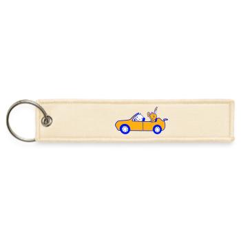Rabbit Bird Chick 2 Driving Team Two Friends Cool - Jet Tag Keychain - creme - Front