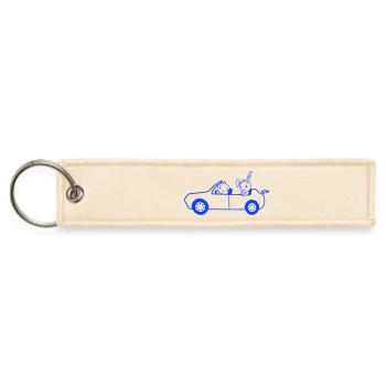 Rabbit Bird Chick 2 Driving Team Two Friends Cool - Jet Tag Keychain - creme - Front