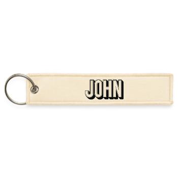 Bold Block Letter JOHN Graphic Design - Jet Tag Keychain - creme - Front