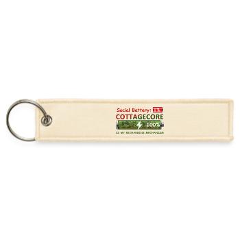 Social Battery 1%, Cottagecore Recharging Mehanism - Jet Tag Keychain - creme - Front