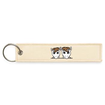 2 Cute Horses Sweet Pony Two friends Couple Team - Jet Tag Keychain - creme - Front