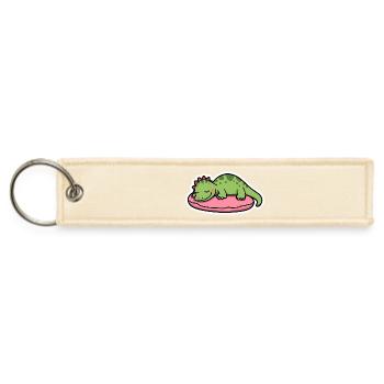 Chubby Sleeping Dinosaur Cozy Bedtime Aesthetic - Jet Tag Keychain - creme - Front