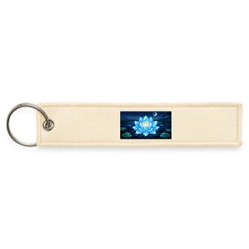 Blue Neon Crystal Lotus at Night Fantasy Botanical - Jet Tag Keychain - creme - Front