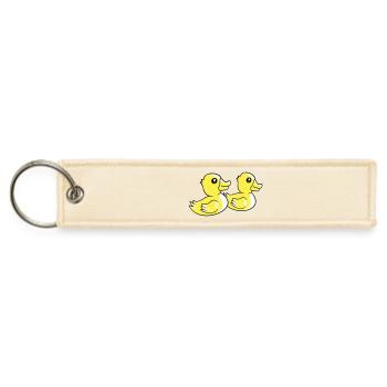 2 rubber ducks swim water two friends team funny - Jet Tag Keychain - creme - Front