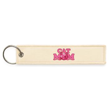 Cat Mom Pink Heart Logo - Jet Tag Keychain - creme - Front