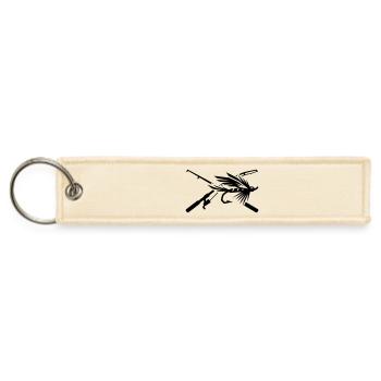 Fly Fishing Lure Rod Angler Sport Fishing Club - Jet Tag Keychain - creme - Front