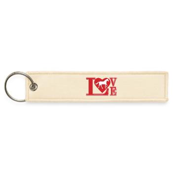 Equine Horse  Love Heart Illustration - Jet Tag Keychain - creme - Front