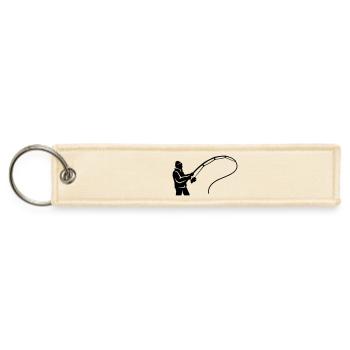 Angler Silhouette Fishing Rod Sport Fishing - Jet Tag Keychain - creme - Front