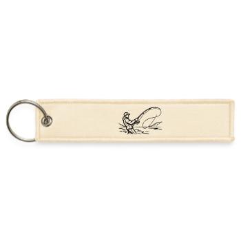 Angler Silhouette Fly Fishing Sport Fishing Club - Jet Tag Keychain - creme - Front