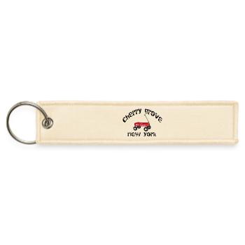 Cherry Grove Fire Island Red Wagon New York beach  - Jet Tag Keychain - creme - Front